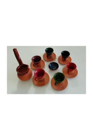 Buntes Keramik-Tontassen-Set mit Kaffeekanne. Kaffeetasse. Tasse mit Kaffeekanne - Genel Markalar