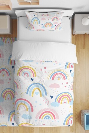 Buntes, regenbogengemustertes Einzelbettwäsche-Set für Babys und Kinder - Evpanya