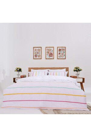 BUNTES STREIFEN-DETAILLIERTES SPEZIALDESIGN-BETTBEZUG-SET „NICE DOUBLE Nice“.Paar - homewell