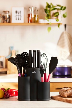 Burby Rainbow 14 Piece Serving and Knife Set with Stand 153. 03. 09. 0138 - Karaca