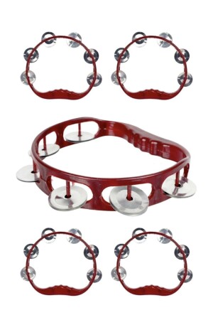 Burgundy Bride Bridesmaid Tambourine Defi, Henna Night Wedding Groom Circumcision Halay Plastic Tambourine with Metal Bell 10 Pieces ADETEF - ZEYMERADE