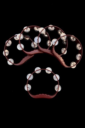 Burgundy Bride Bridesmaid Tambourine - Henna Night Wedding Circumcision Tambourine with Bell 5 Pieces - Zeymerade