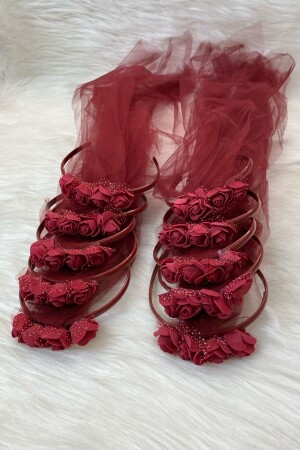 Burgundy Bridesmaid Crown - Bride Henna Night Wedding Bride Bachelorette Party Circumcision Crown 10 Pieces - Zeymerade