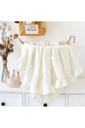 Bürümcük Muslin Ruffle Cover 100% Organic Cotton 100x100 Cm - Anne Sesi
