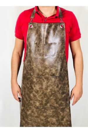 Butcher Apron Leather Stain-Proof Hanging Apron Model Chef Restaurant Cook Aprons - Önlük Sepeti