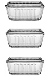 Butter- und Frühstücks-Aufbewahrungsbehälter aus Glas, 3er-Set, 97711 072oa TTKCS - Paşabahçe