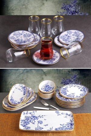 Butterfly 27 Piece Ceramic Breakfast Set for 6 Persons PNK7262K - Pinkev