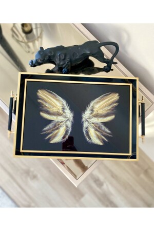 Butterfly Patterned Luxury Tray, luxury Tea Tray, service Presentation Tray, tea Coffee, dowry Kosova Tray - Sillage Home