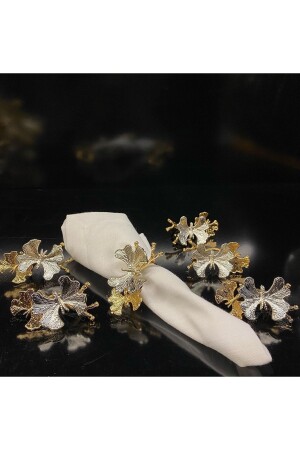 Butterfly Set of 6 Gold & Silver Napkin Rings 8x4x5. 5 Cm Silver&gold Tableware Ring with Two Butterflies - Roy King