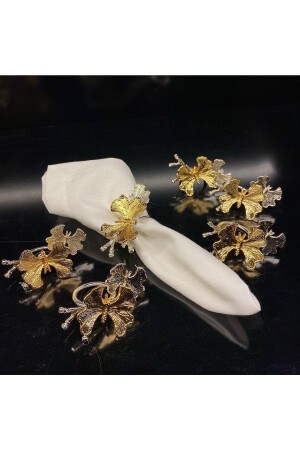 Butterfly Set of 6 Gold & Silver Napkin Rings 8x4x5. 5 Cm Two Butterfly Gold&silver Tableware Ring - Roy King