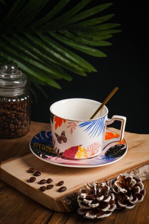 Butterfly Single Person Butterfly Patterned Tea Cup Set 240 Ml - Vadi