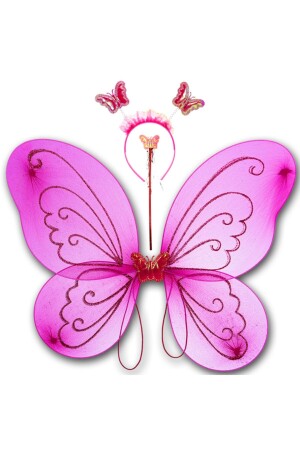 Butterfly Wings - Wand and Crown Set of 3 - Fuchsia - Süsle Baby Party
