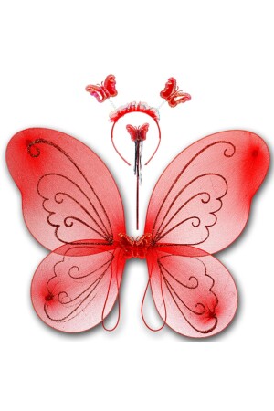 Butterfly Wings - Wand and Crown Set of 3 - Red - Süsle Baby Party