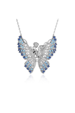 Butterfly's Dream Aqua Übergangs-Silberhalskette KL1472 - Indigo Takı