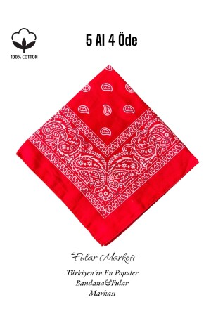 Buy 5 Get 4 Campaign 100% Cotton Scarf Bandana Red - Fular Marketi