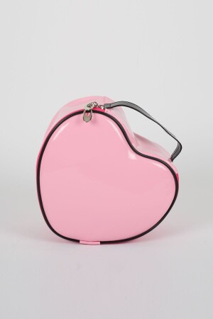 Büyük 20x23 Cm Pembe Kalp Deri Seyahat- Kozmetik- Makyaj Çantası - Nicheloop