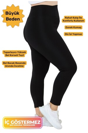 Büyük Beden Konfor Modeli Toparlayıcı Inceltici Özellikli Yazlık Curve Yüksek Bel Spor & Günlük Tayt - Tarzımsüper