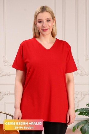 Büyük Beden Organik Pamuklu Yandan Yırtmaçlı Likralı Konfor Modeli Yazlık Spor Ve Günlük T-shirt - Tarzımsüper