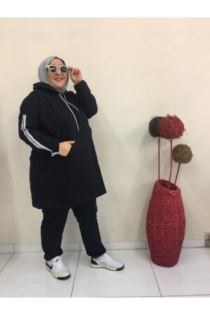 Büyük Beden Tesettür Salaş Kesim Eşofman Takımı Siyah - Cng Moda