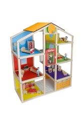 Büyük Boy Asansörlü Oyun Evi - 23 Parça Oyuncak Hediyeli T2005 - Toysilla