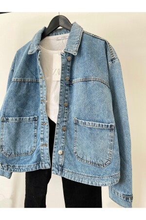 Büyük Cepli Denim Ceket L - Ekim Store