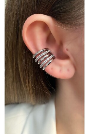 Büyük Earcuff Taşlı 5 Sıra Kıkırdak Küpe - Pinery Jewels