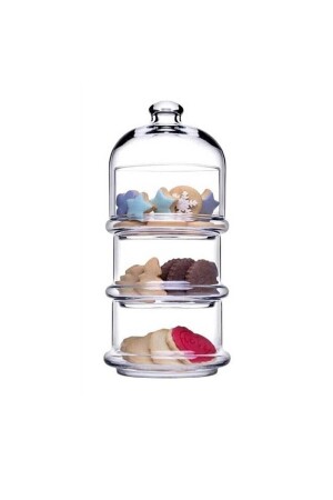 Büyük Villa Patisserie 3-stöckige Keksschüssel aus Glas 96815 Dreifachschüssel-Set 99160130 - Paşabahçe
