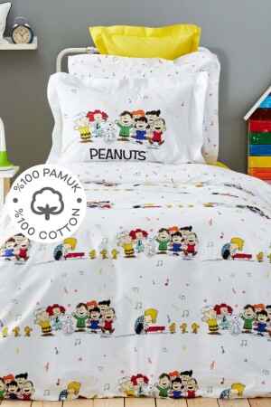 By Karaca Home Snoopy Birthday Single 100% Cotton Duvet Cover Set 203. 01. 01. 0002 - PEANUTS