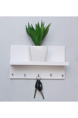 Byçerçi Key Hanger - 5 Hooks White Key Holder For Wall - Mdesign