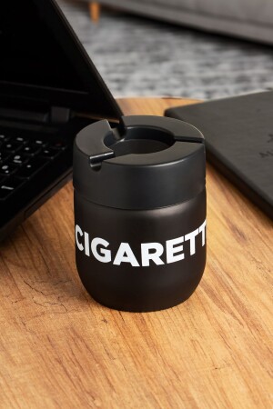 C-00513 Odorless Glass Chamber with Fireproof Plastic Cover Home Vehicle Ashtray Ash Tray - Black - Porsima