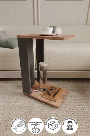 C Coffee Table Wheeled Coffee Table Side Table Sofa Table Pine - Anthracite Bfg-Wheeled-CS Coffee Table - Bofigo