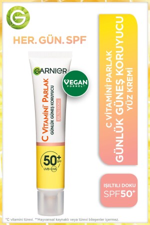 فيتامين C MNZ مضيئ يومي حماية الأشعة فوق البنفسجية كريم الشمس للوجه Spf50 التركيب المضيئ 40ml - Garnier