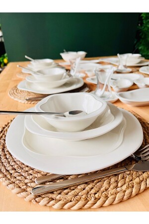 Cabo Verde 53 Piece Plain White Dinner and Breakfast Set for 6 People 0TR5010 - CASA DE BELLA
