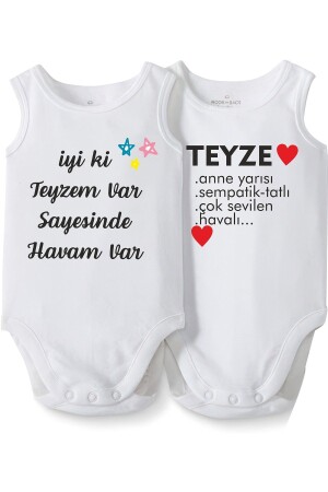 Cactus Baby Aunt Written Baby Gift Sleeveless Printed Cotton White Baby Body cd8SFTYZC - CACTUS COLLECTION