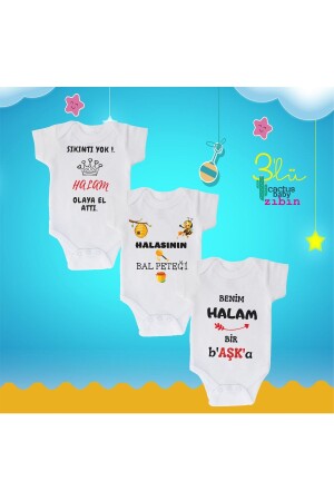 Cactus Baby Aunty Written Baby Gift Set of 3 White Baby Bodysuit aus bedruckter Baumwolle chXVWHALD - CACTUS COLLECTION