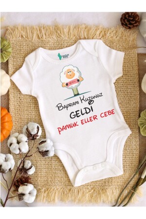 Cactus Baby Baby Holiday Eid Lamb Letter Printed Cotton White Baby Body CBBAYRAMLIKKUZU89 - CACTUS COLLECTION