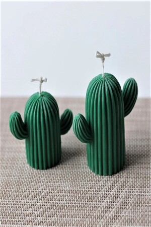 Cactus Candle Set of 2 Powder Scented Cactus Candle Green Scented Cactus Candle Set of 2 - Mumaay