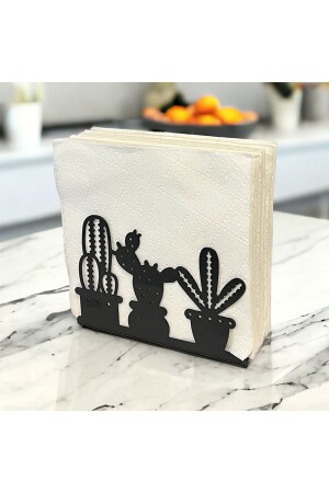 Cactus Themed Black Metal Napkin Holder 202102000034 - decorelax