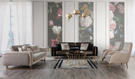 CaddeYıldız Gold Sofa Set - Cadde Yıldız