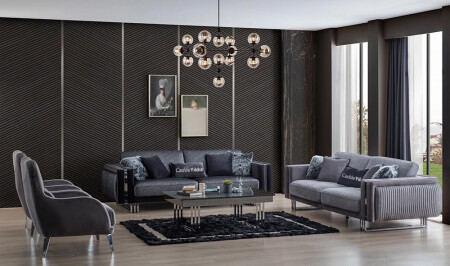 CaddeYıldız Silver Sofa Set - Cadde Yıldız