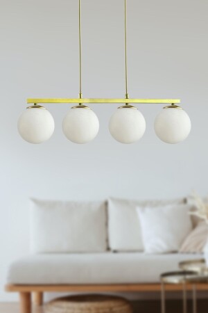 Caesar White Glass Modern Design Esstischplatte – Wohnzimmer 4-teiliger Kronleuchter LA12000030 - Fer Avize
