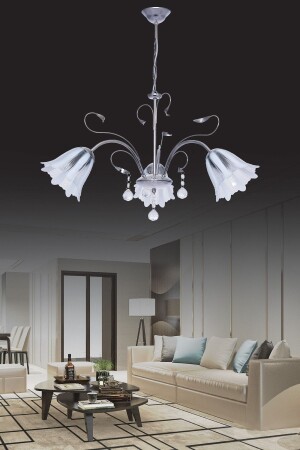 Çağla 3-Piece Chrome Pendant Lamp Stone Chandelier - Trendylight