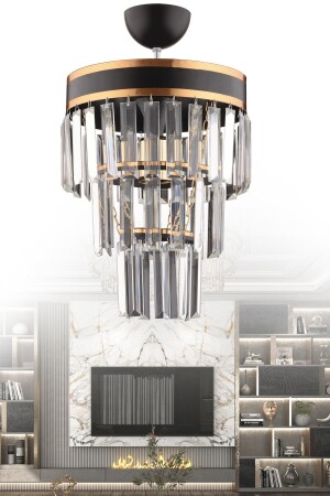 Çağla Single Black Three Storey Crystal Modern Lighting 1024 - KUZEY AYDINLATMA