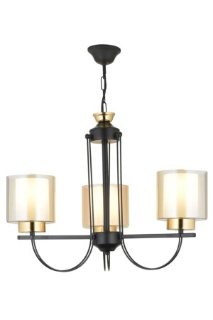 Çağrı 3-Piece Black Double Glass Luxury Upward Facing Chandelier 7025 - KARDELEN AYDINLATMA AVİZE