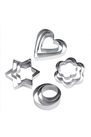 Cake Cookie Mold Heart-House Star Nest Model 12 Pieces TE2392 - Eminonutoptanci