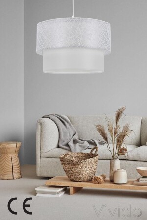 Cake Pendant Lamp Chandelier Lacy White luksev-611 - Vivido Abajur