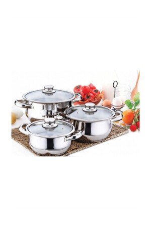 Çakır 6 Piece Cookware Set with Glass Lid GÜLSANÇKR - Gülsan