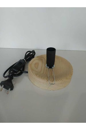 Calabash and Handmade Lamp Base Flat Model Wooden 15 Cm Diameter Full Set - Alpha Tasarım Atölyesi