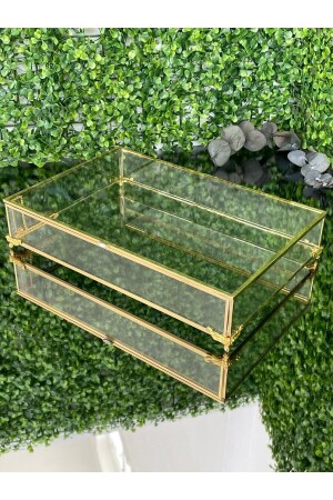 Cam Kutu Gold Çikolata Kutusu Organizer Makyaj Kutusu gld30 - Bera tasarım