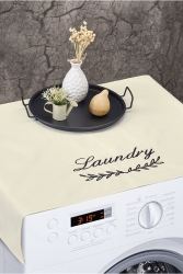 Çamaşır Makinesi Örtüsü Nakışlı Sıvı Geçirmez Kumaş Krem Renk HMLK-WASH-FABRIC - HOMELKA